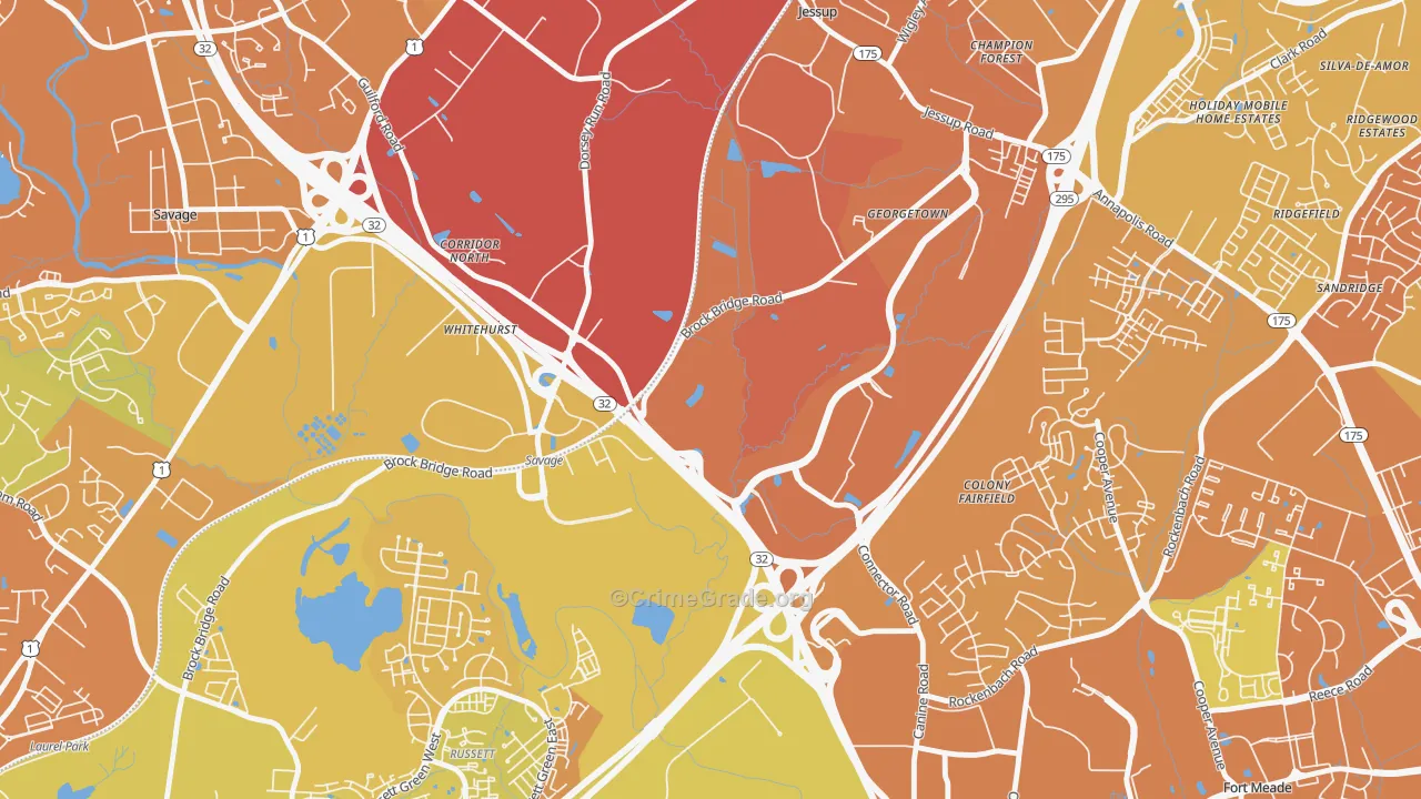 Annapolis Junction, MD Map of Drug-Related Crime Rates