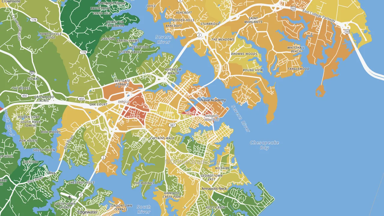 Annapolis, MD Map of Drug-Related Crime Rates