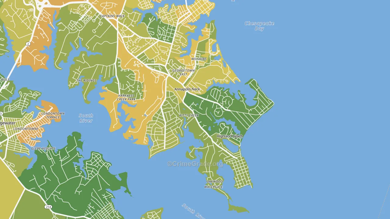 Annapolis Neck, MD Map of Drug-Related Crime Rates