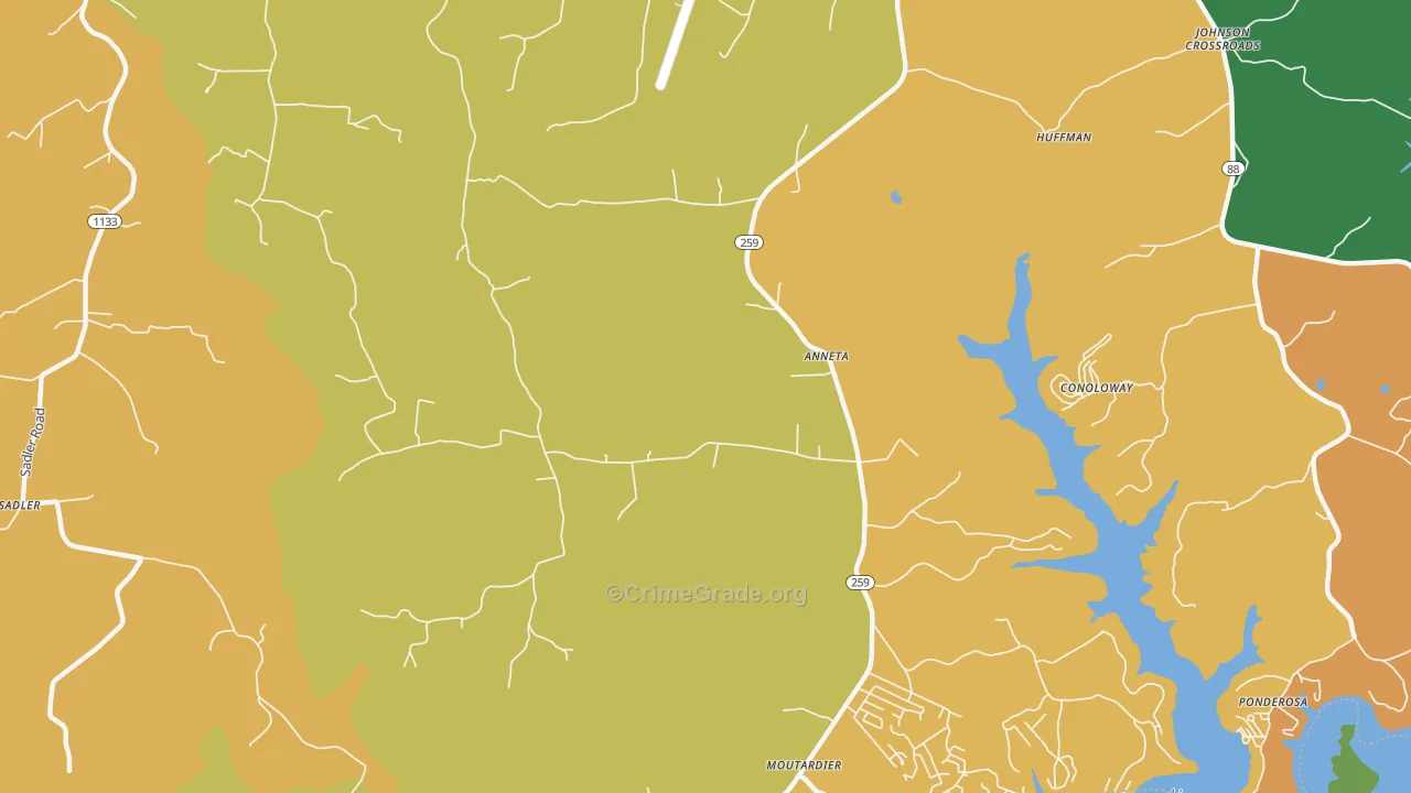 Anneta, KY Map of Drug-Related Crime Rates