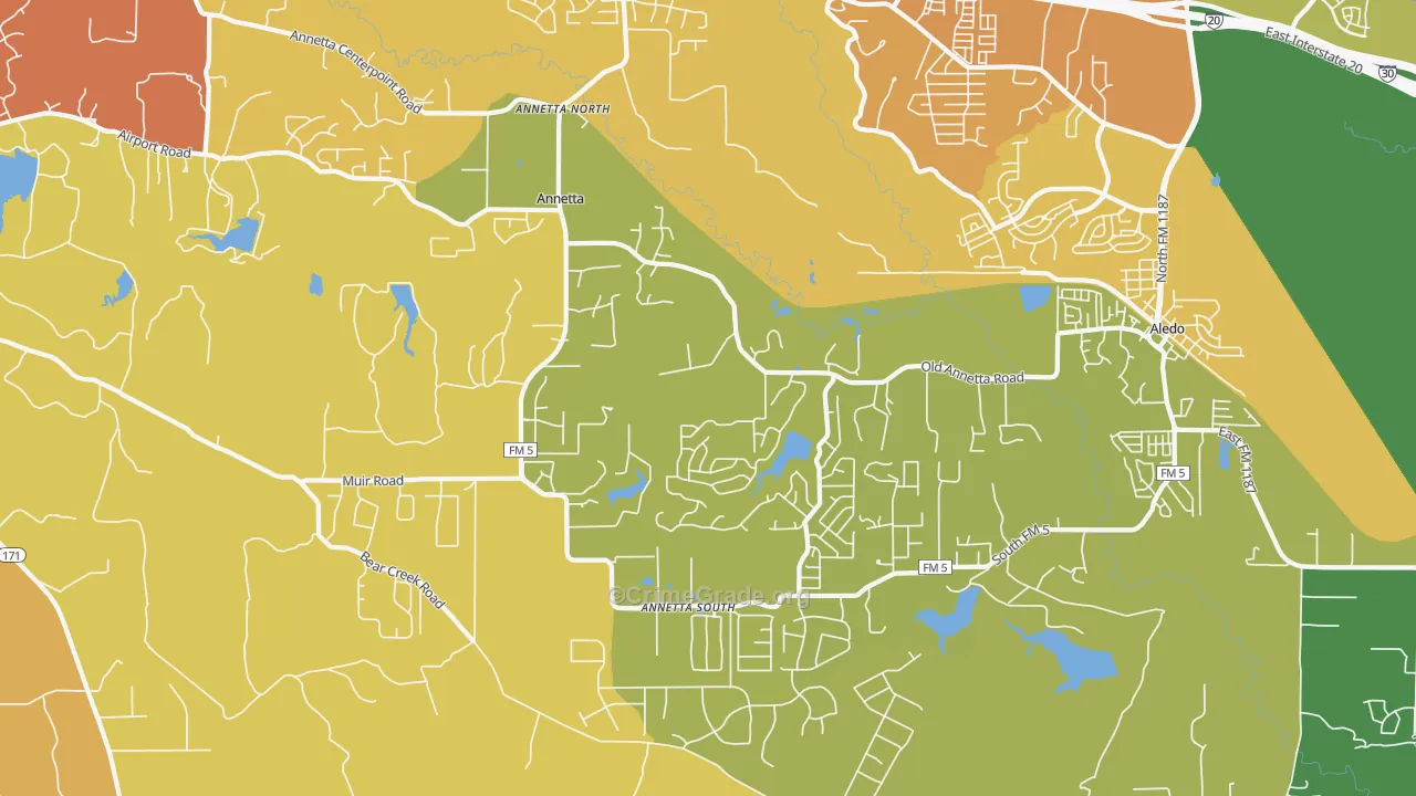 Annetta, TX Map of Drug-Related Crime Rates