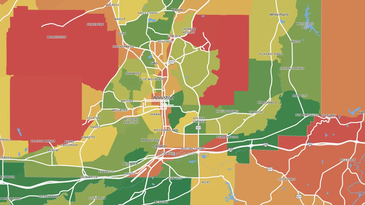 Anniston, AL Map of Drug-Related Crime Rates