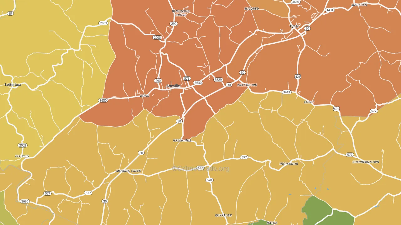 Annville, KY Map of Drug-Related Crime Rates