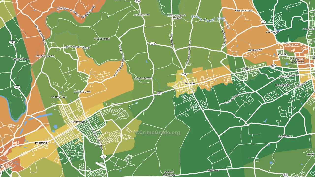 Annville, PA Map of Drug-Related Crime Rates