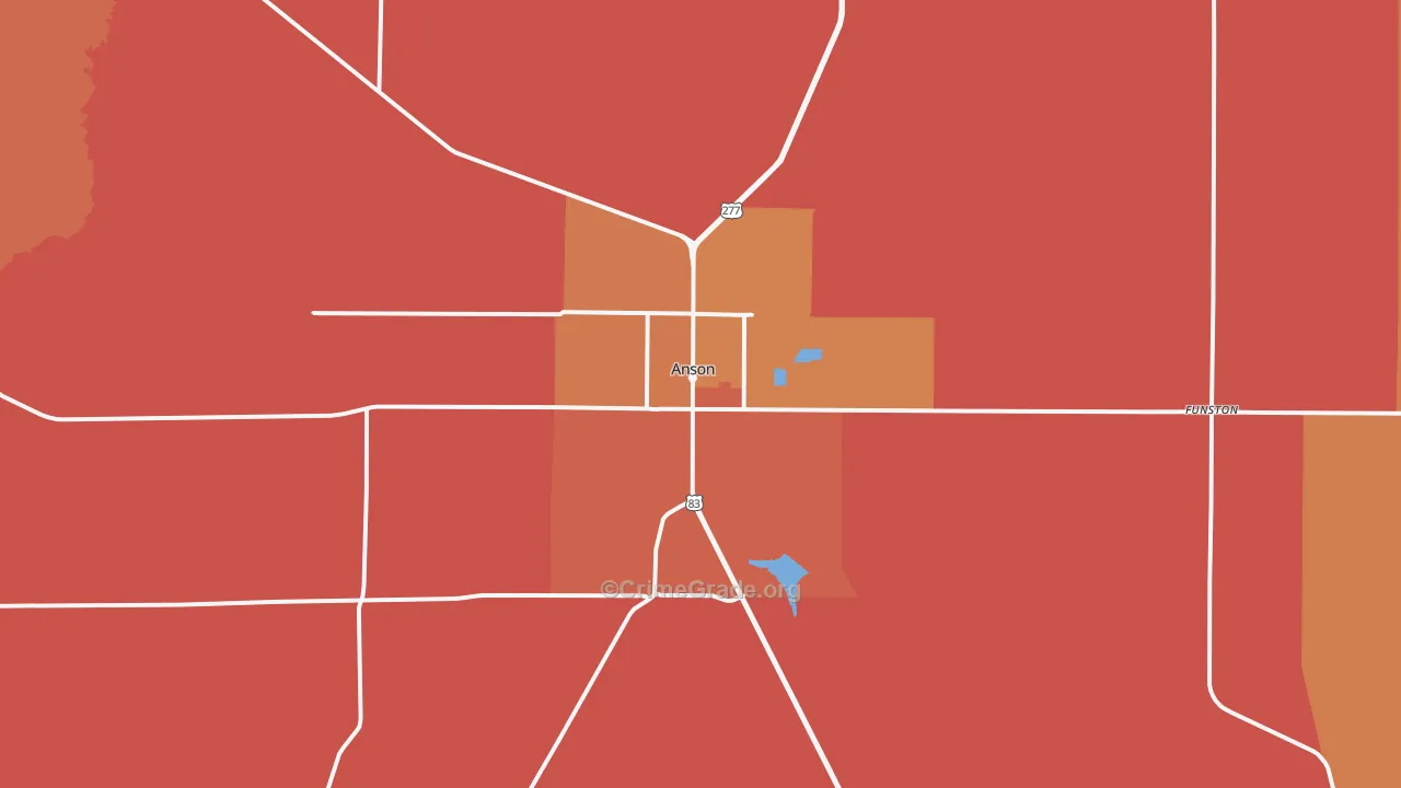 Anson, TX Map of Drug-Related Crime Rates