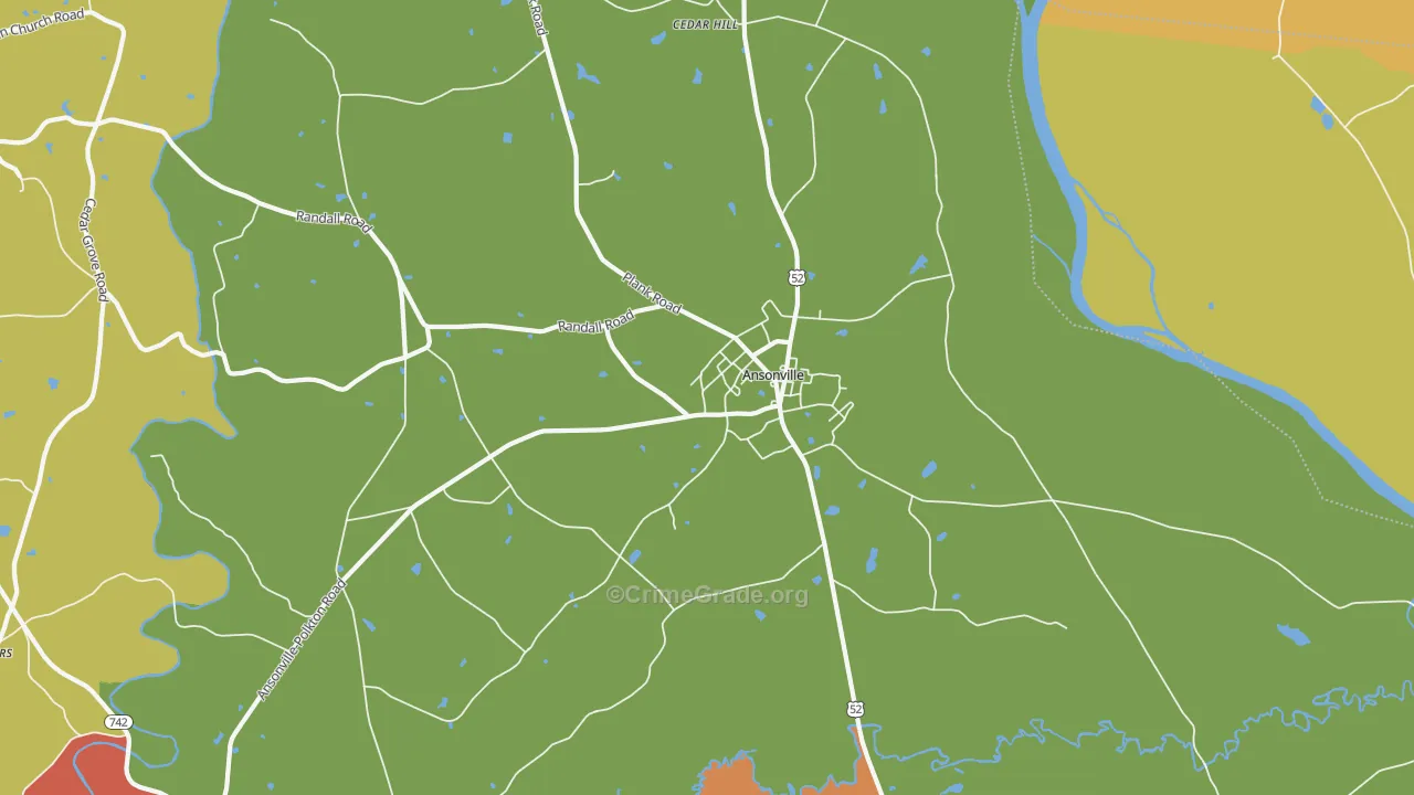 Ansonville, NC Map of Drug-Related Crime Rates