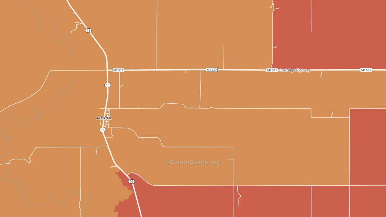 Antelope, MT Map of Drug-Related Crime Rates
