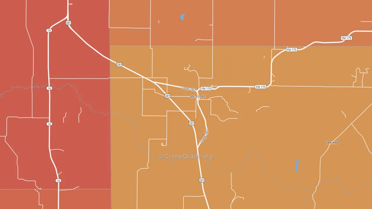 Antelope, TX Map of Drug-Related Crime Rates