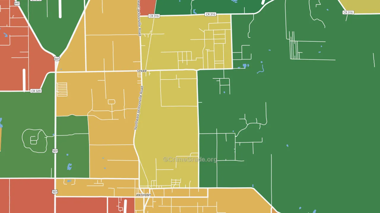 Anthony, FL Map of Drug-Related Crime Rates