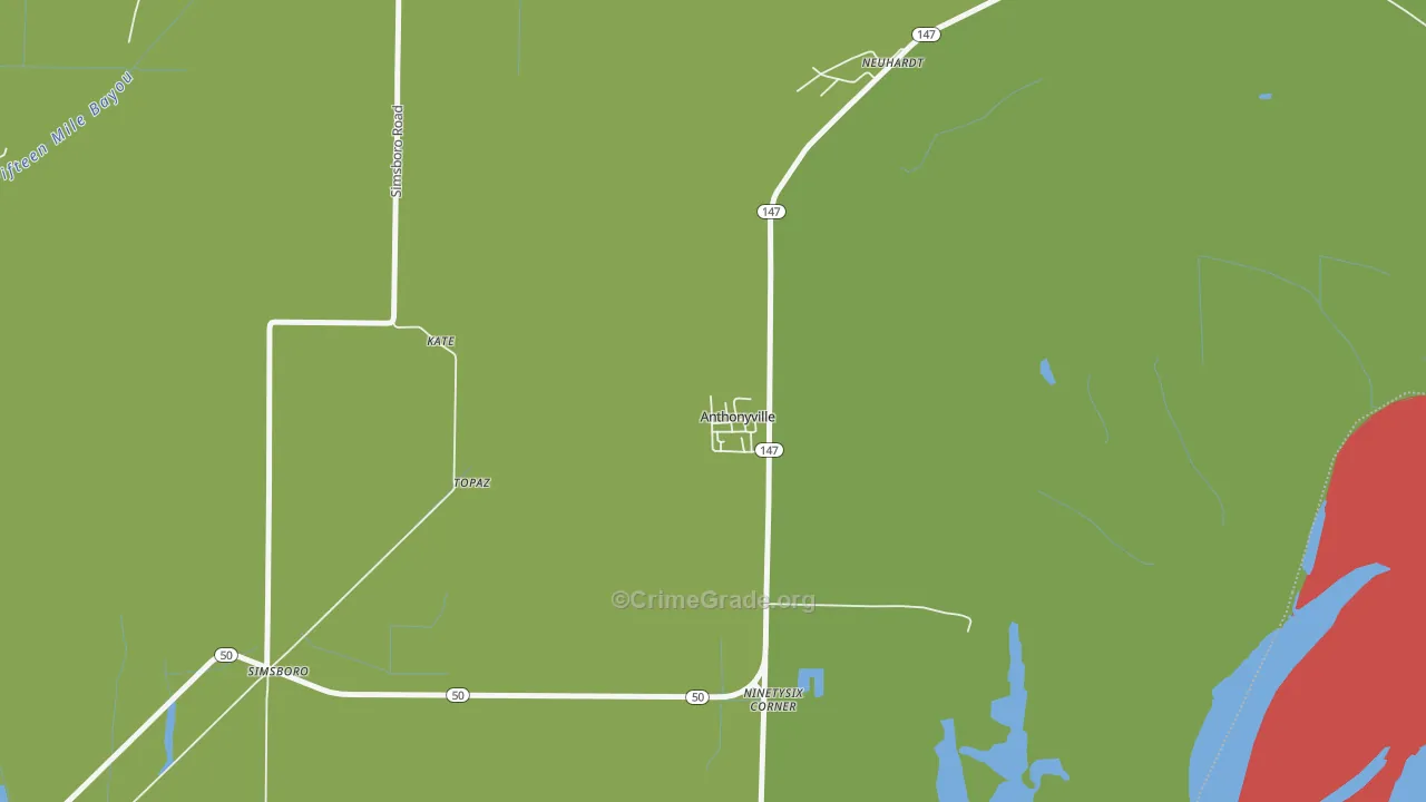 Anthonyville, AR Map of Drug-Related Crime Rates