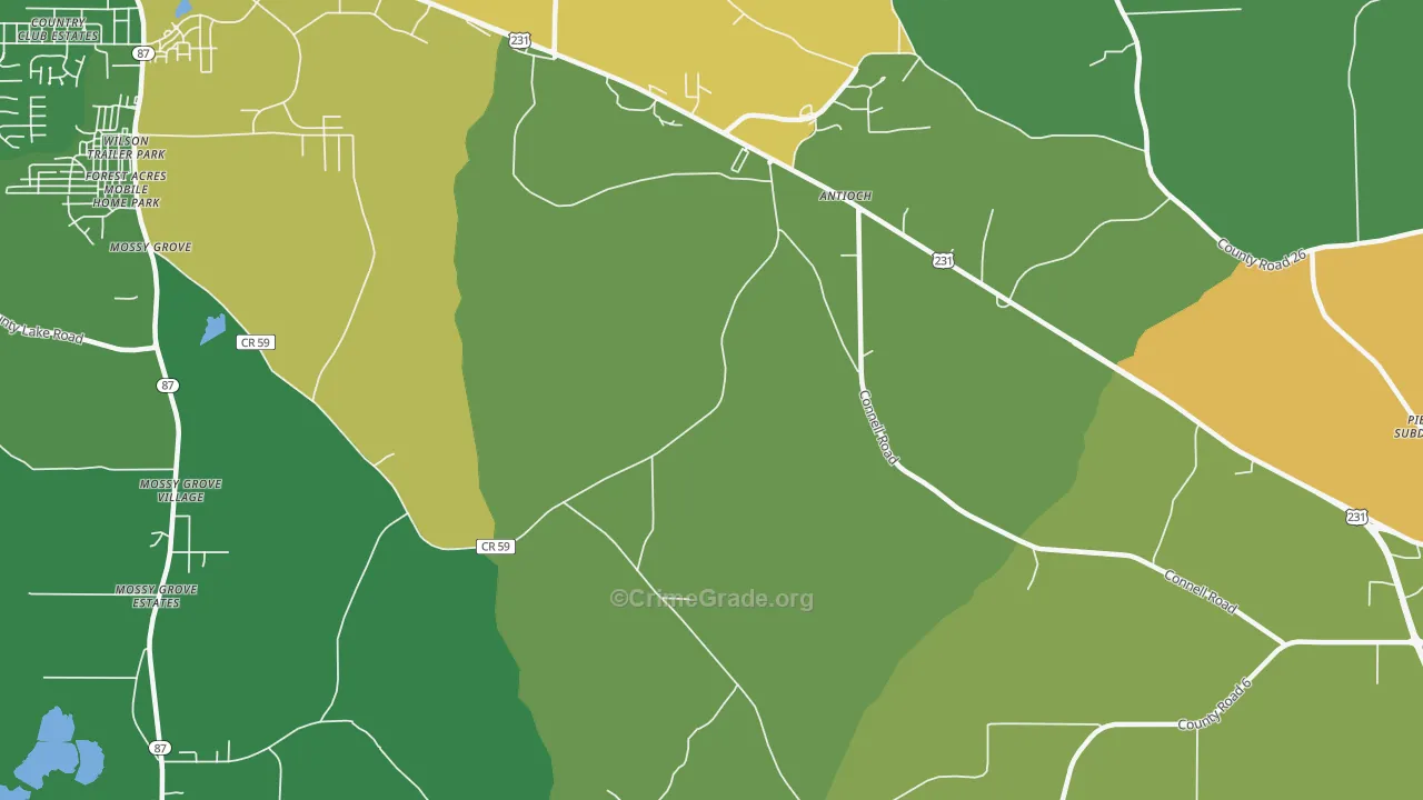 Antioch, AL Map of Drug-Related Crime Rates