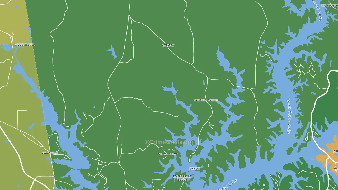 Antioch, GA Map of Drug-Related Crime Rates