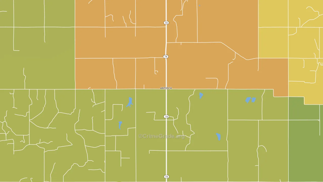 Antioch, OK Map of Drug-Related Crime Rates
