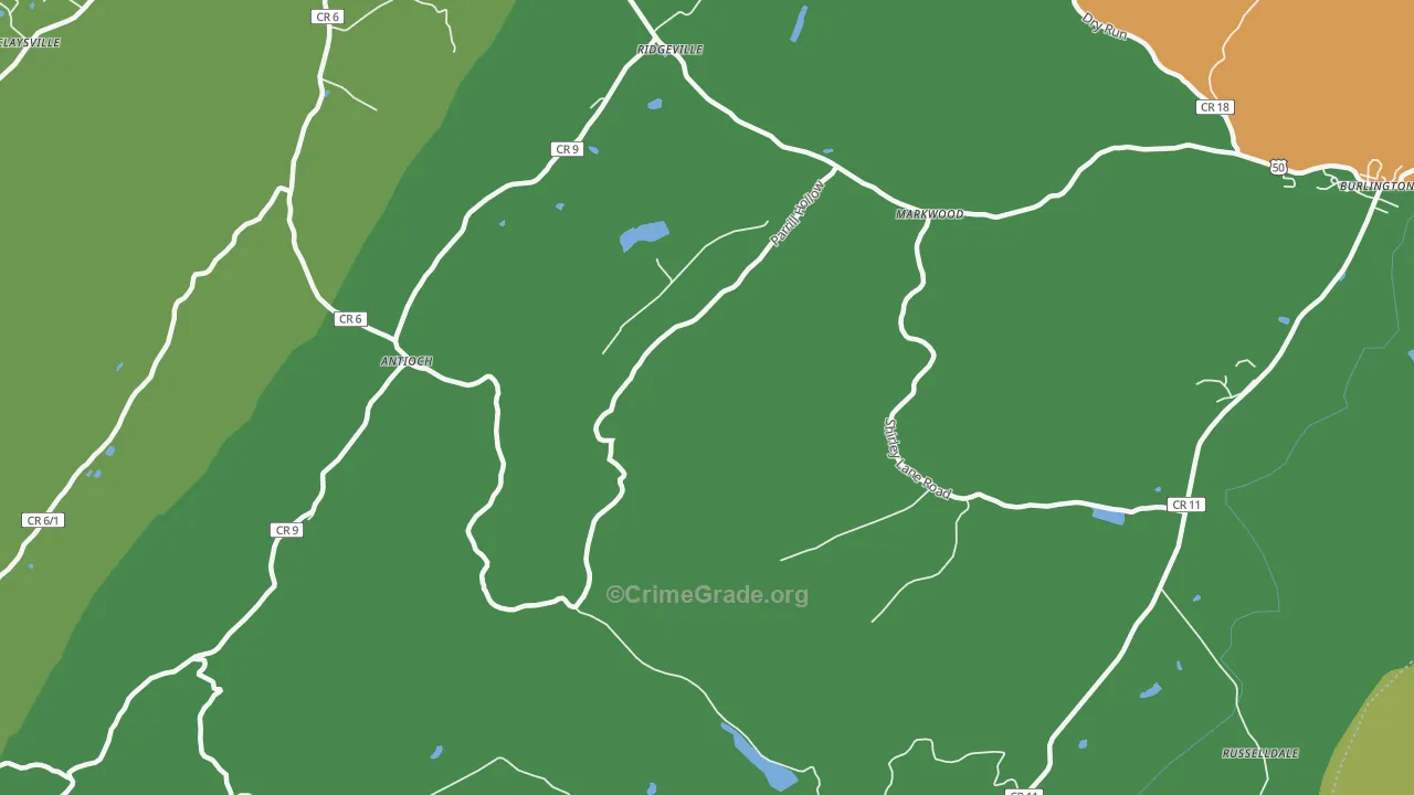 Antioch, WV Map of Drug-Related Crime Rates