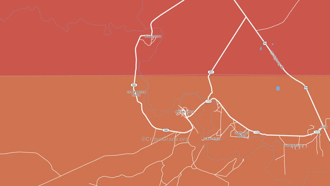 Anton Chico, NM Map of Drug-Related Crime Rates