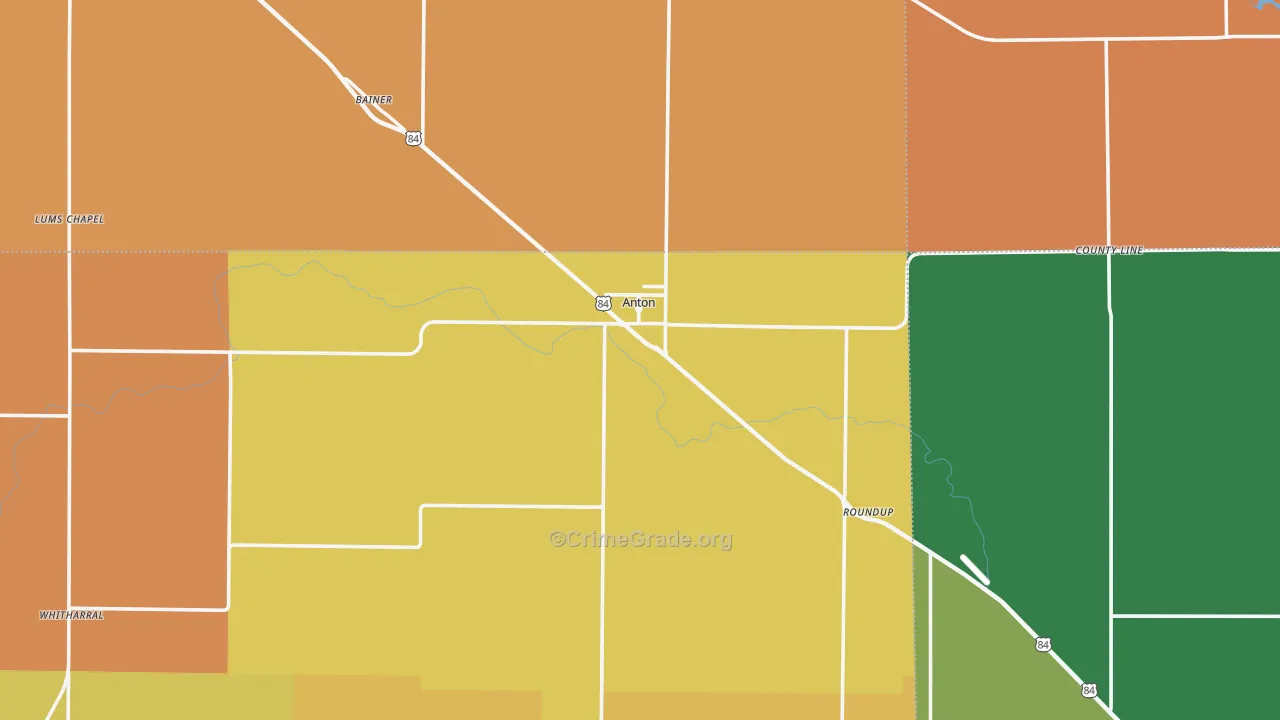 Anton, TX Map of Drug-Related Crime Rates