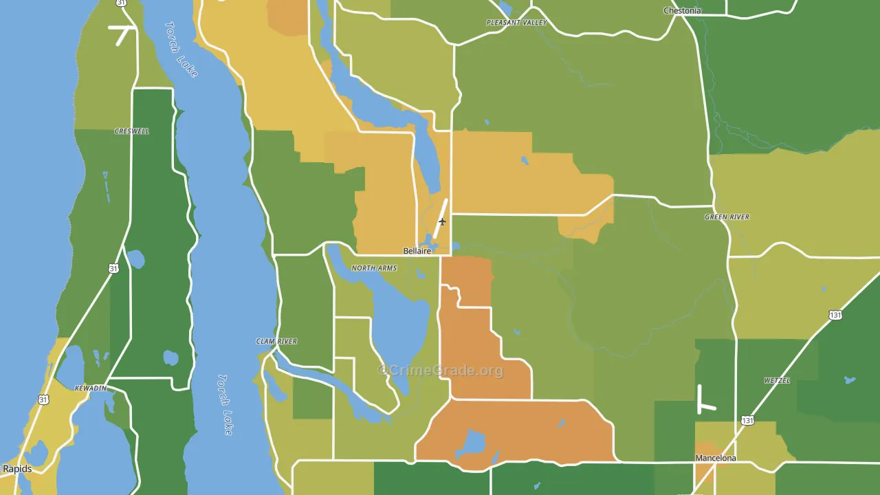 Antrim County, MI Map of Drug-Related Crime Rates