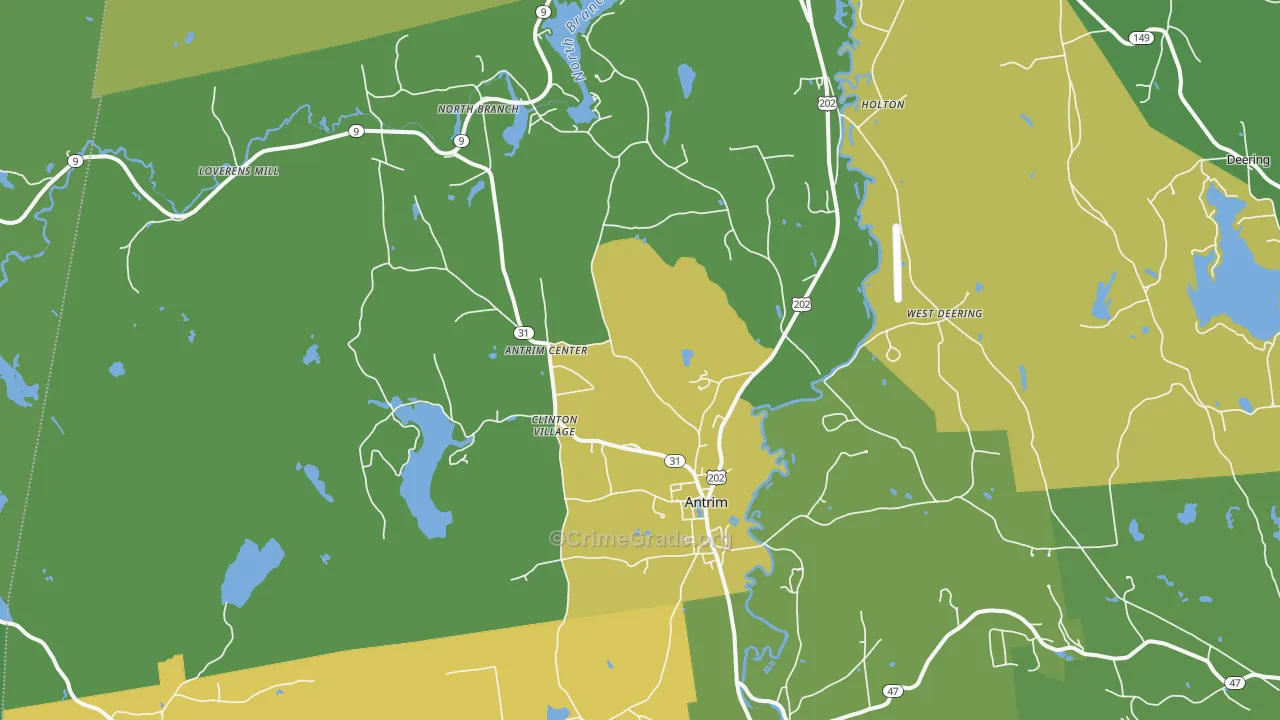 Antrim, NH Map of Drug-Related Crime Rates