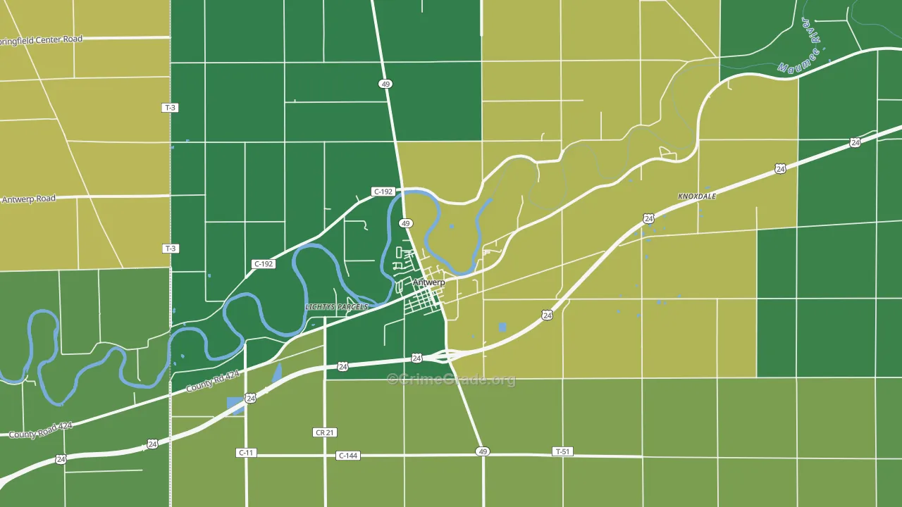 Antwerp, OH Map of Drug-Related Crime Rates