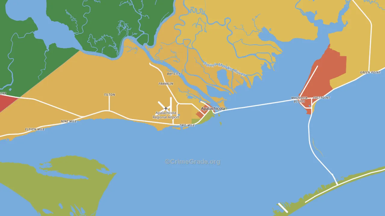 Apalachicola, FL Map of Drug-Related Crime Rates