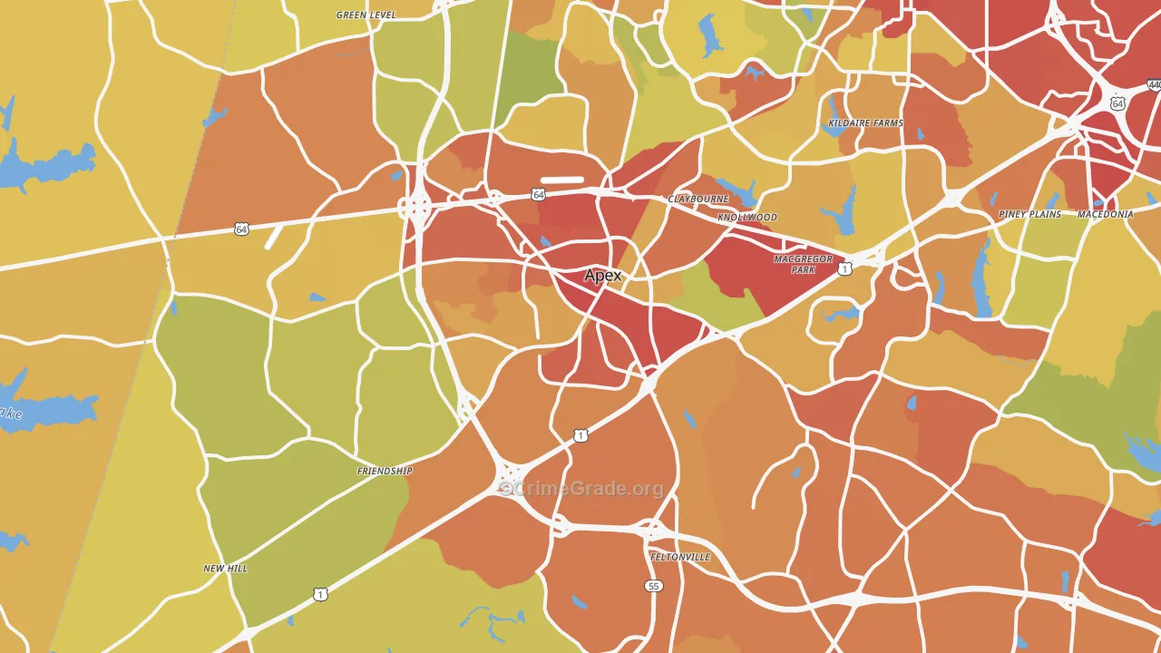 Apex, NC Map of Drug-Related Crime Rates