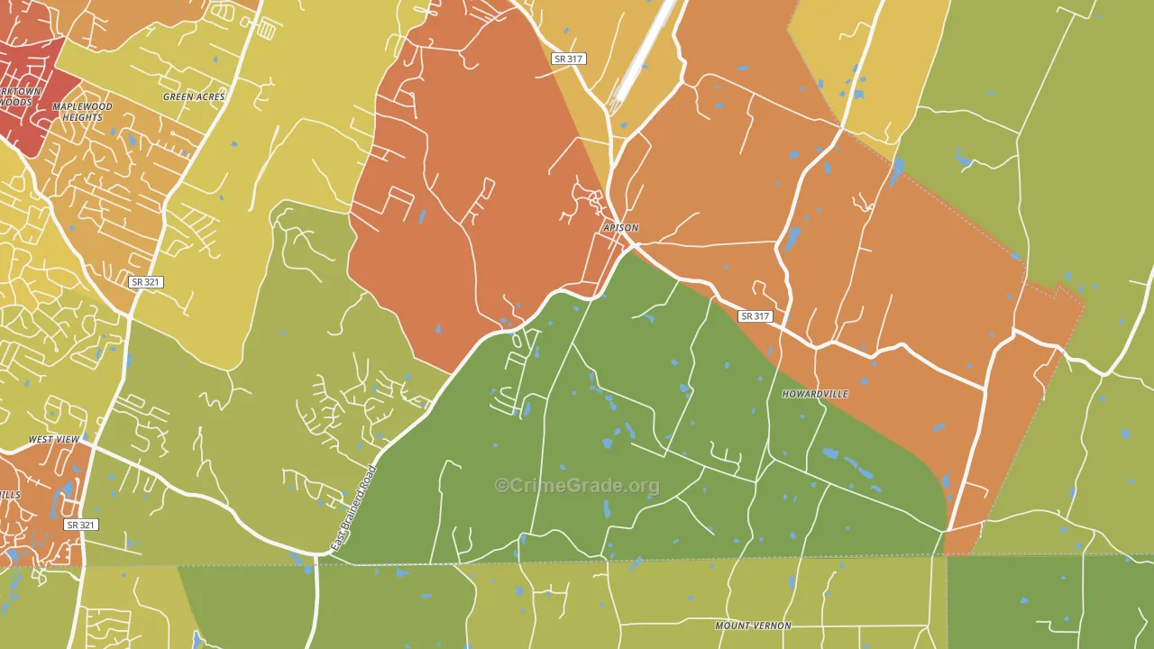 Apison, TN Map of Drug-Related Crime Rates