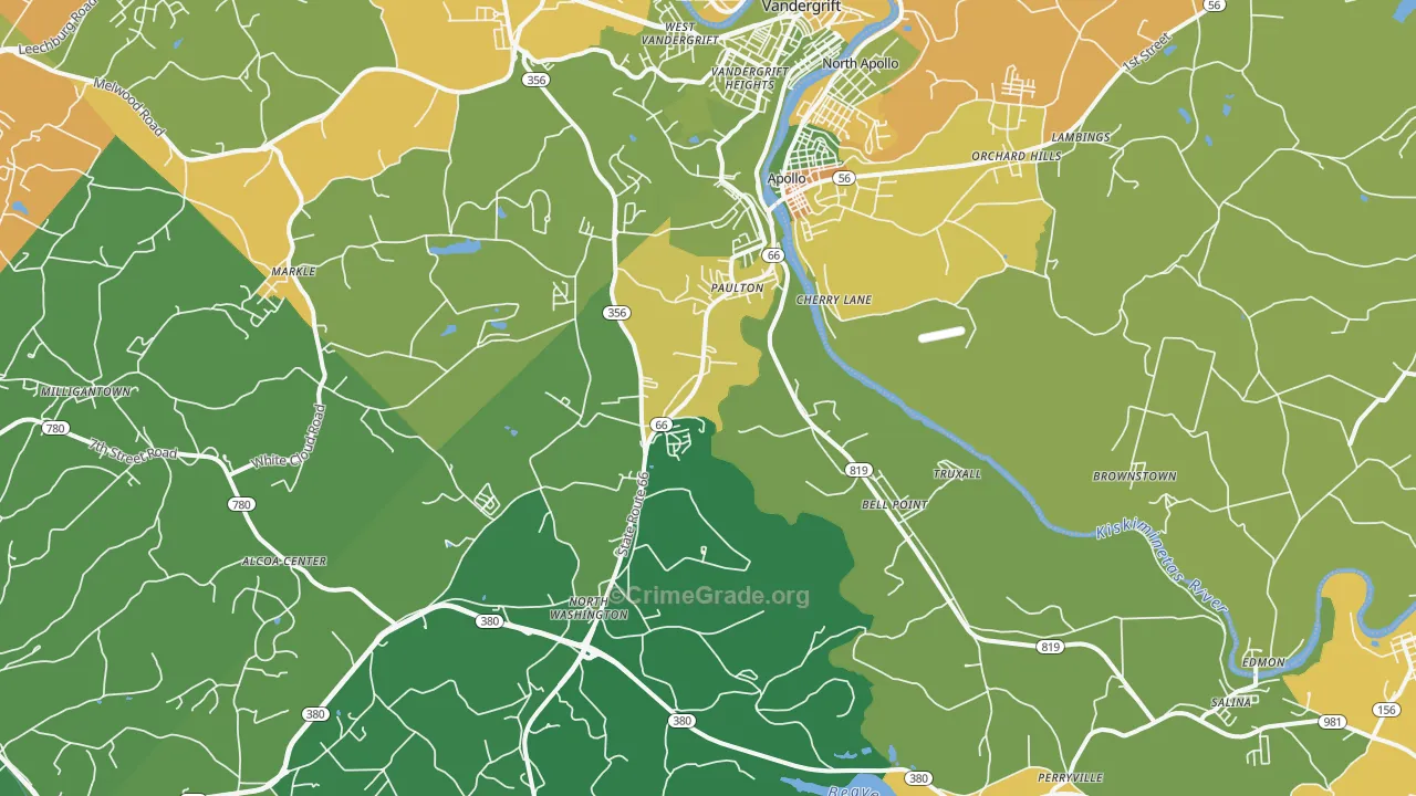 Apollo, PA Map of Drug-Related Crime Rates