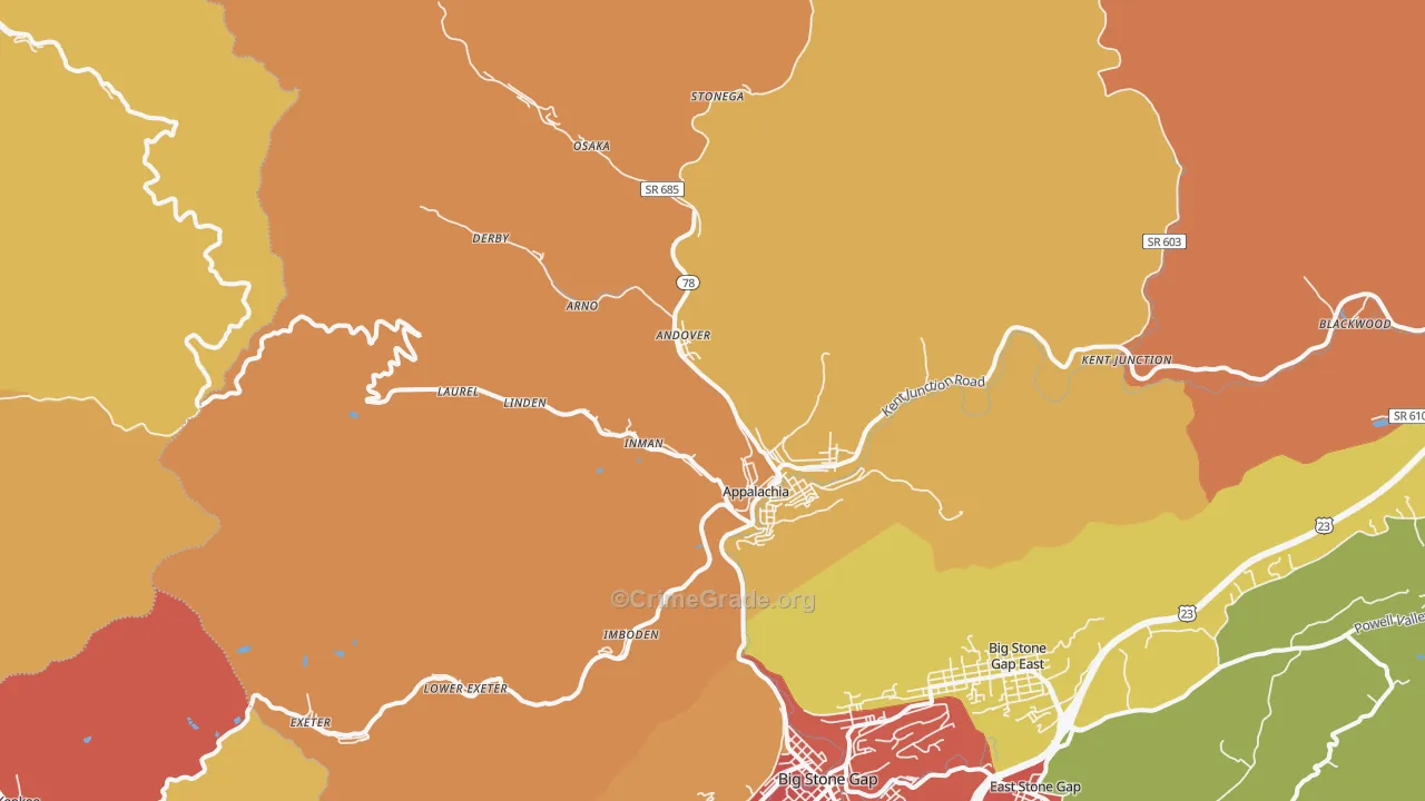 Appalachia, VA Map of Drug-Related Crime Rates