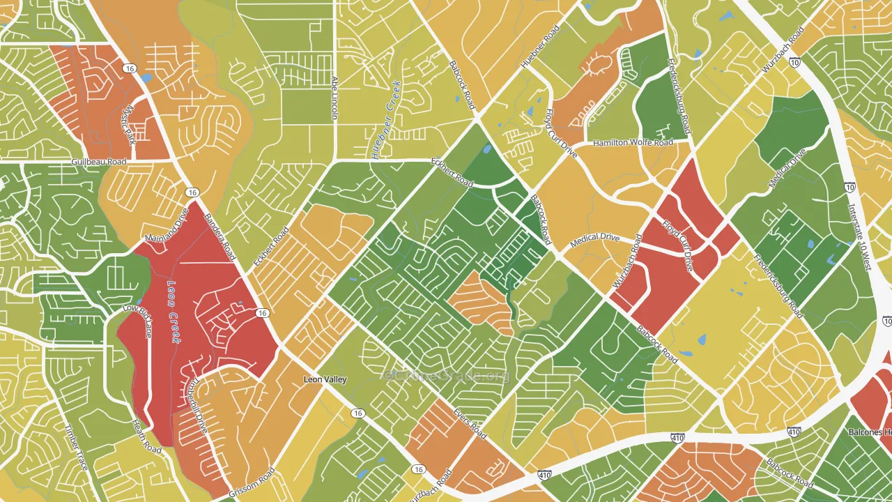 Apple Creek, San Antonio, TX Map of Drug-Related Crime Rates