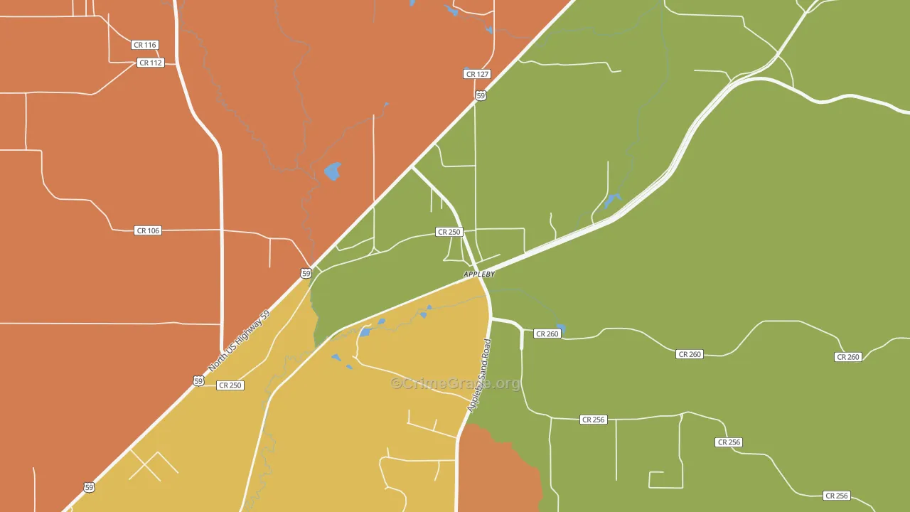 Appleby, TX Map of Drug-Related Crime Rates