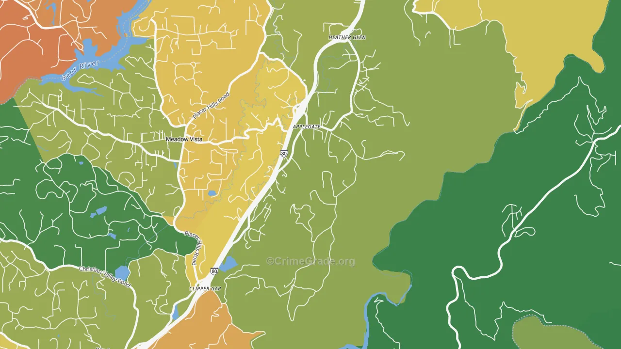 Applegate, CA Map of Drug-Related Crime Rates