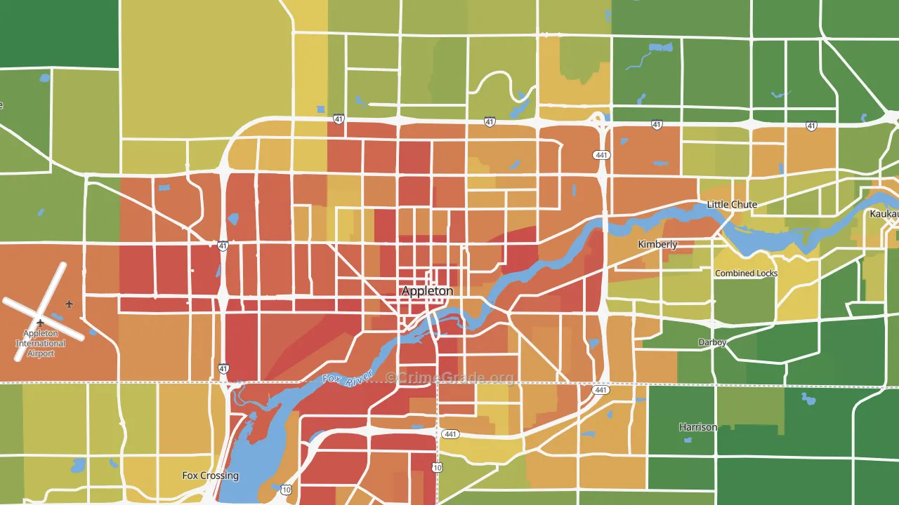 Appleton, WI Map of Drug-Related Crime Rates