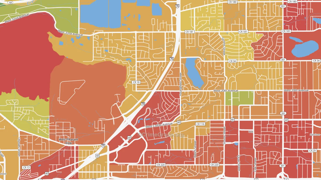 Applewood, CO Map of Drug-Related Crime Rates