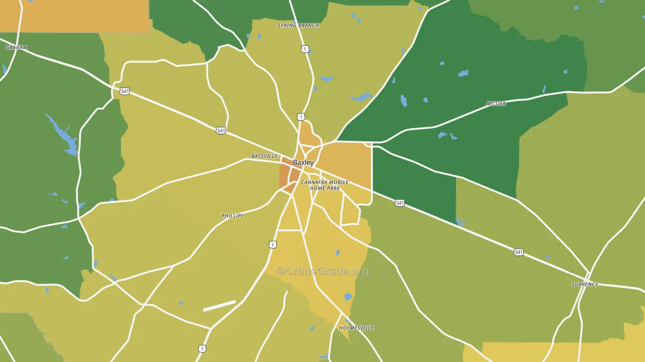 Appling County, GA Map of Drug-Related Crime Rates