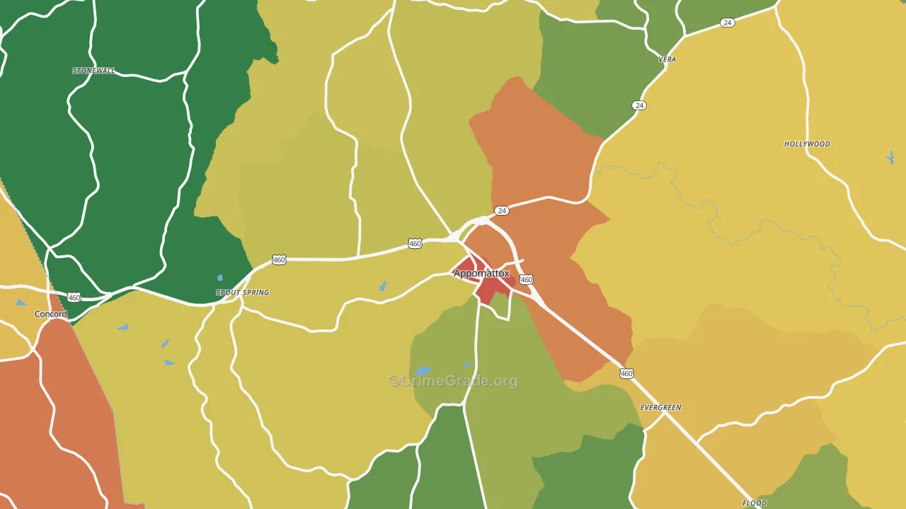 Appomattox County, VA Map of Drug-Related Crime Rates
