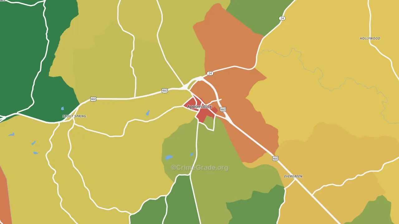 Appomattox, VA Map of Drug-Related Crime Rates