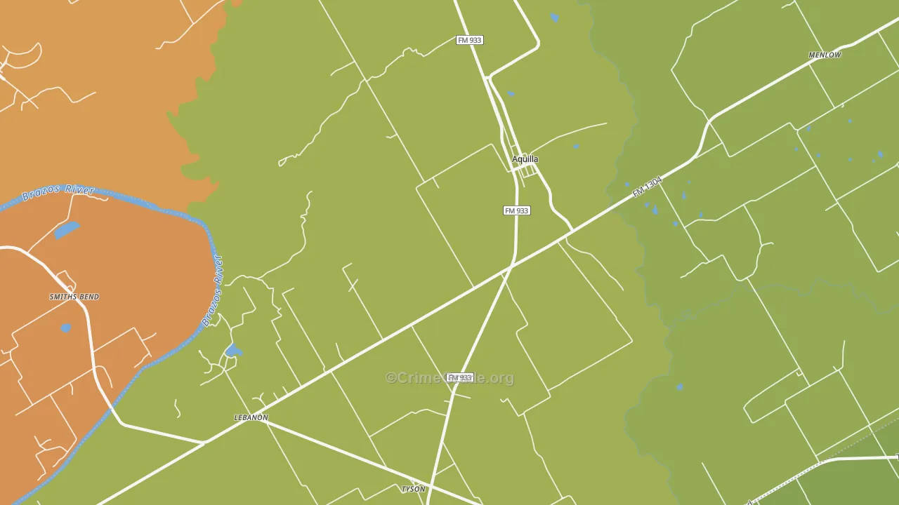 Aquilla, TX Map of Drug-Related Crime Rates