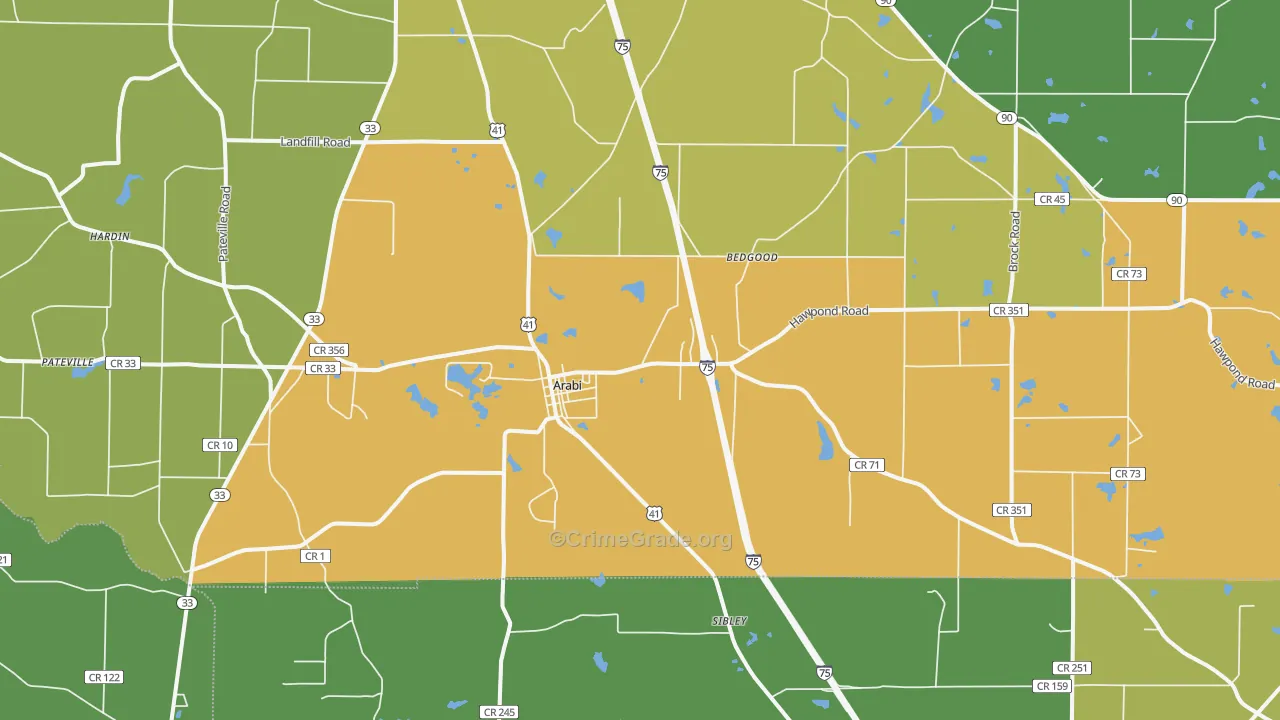 Arabi, GA Map of Drug-Related Crime Rates