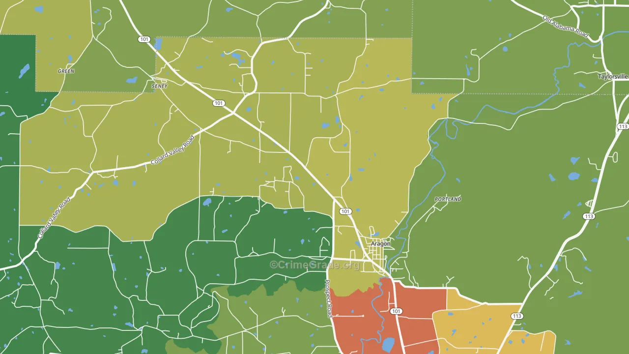 Aragon, GA Map of Drug-Related Crime Rates