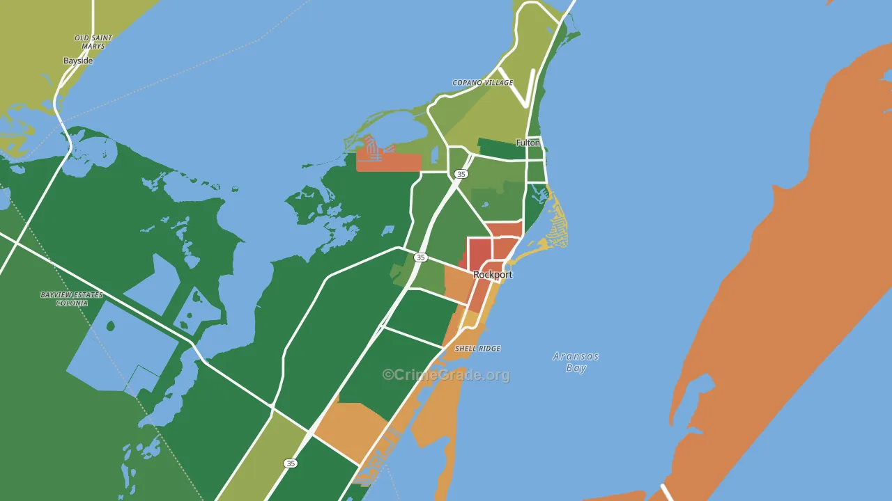 Aransas County, TX Map of Drug-Related Crime Rates
