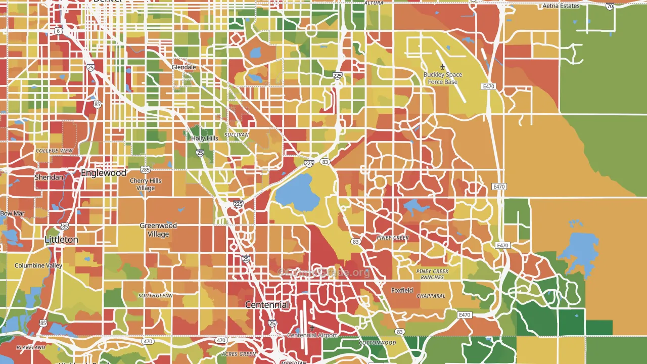 Arapahoe County, CO Map of Drug-Related Crime Rates
