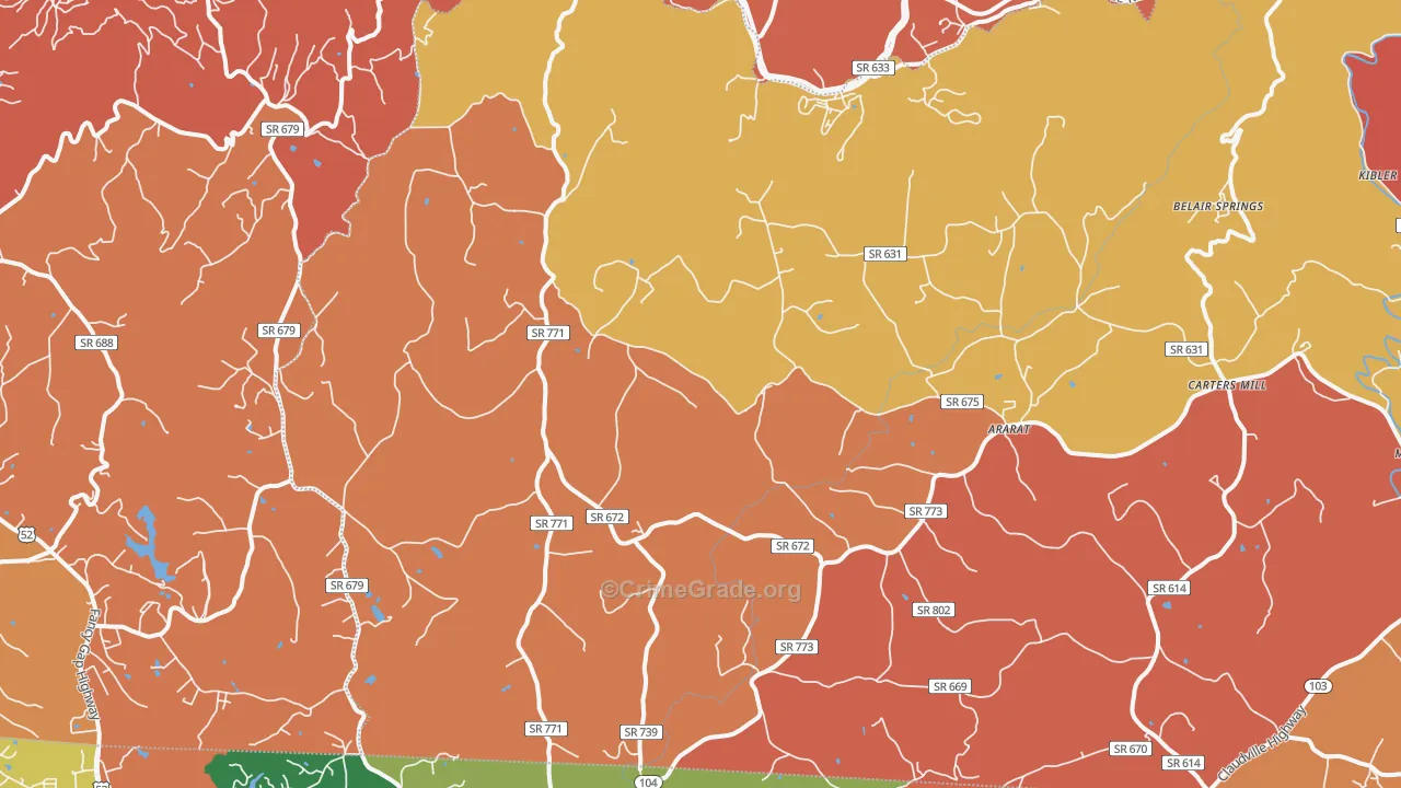Ararat, VA Map of Drug-Related Crime Rates