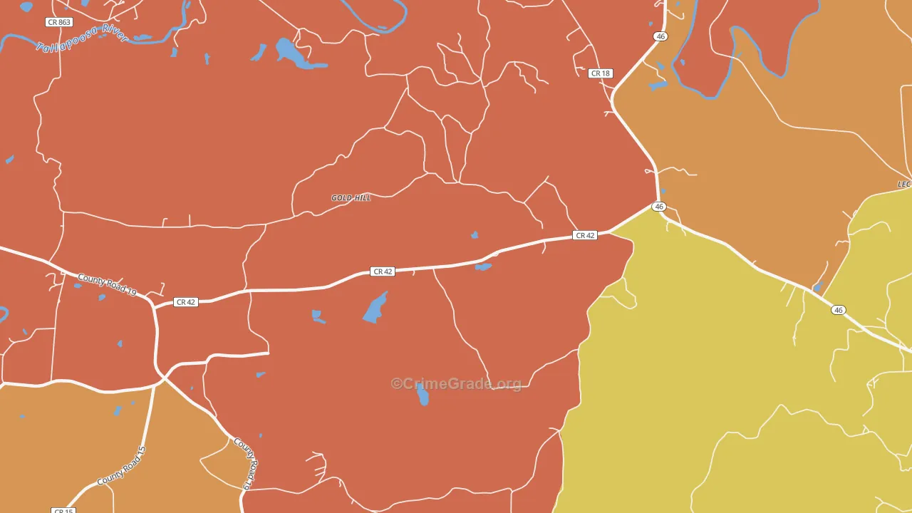 Arbacoochee, AL Map of Drug-Related Crime Rates