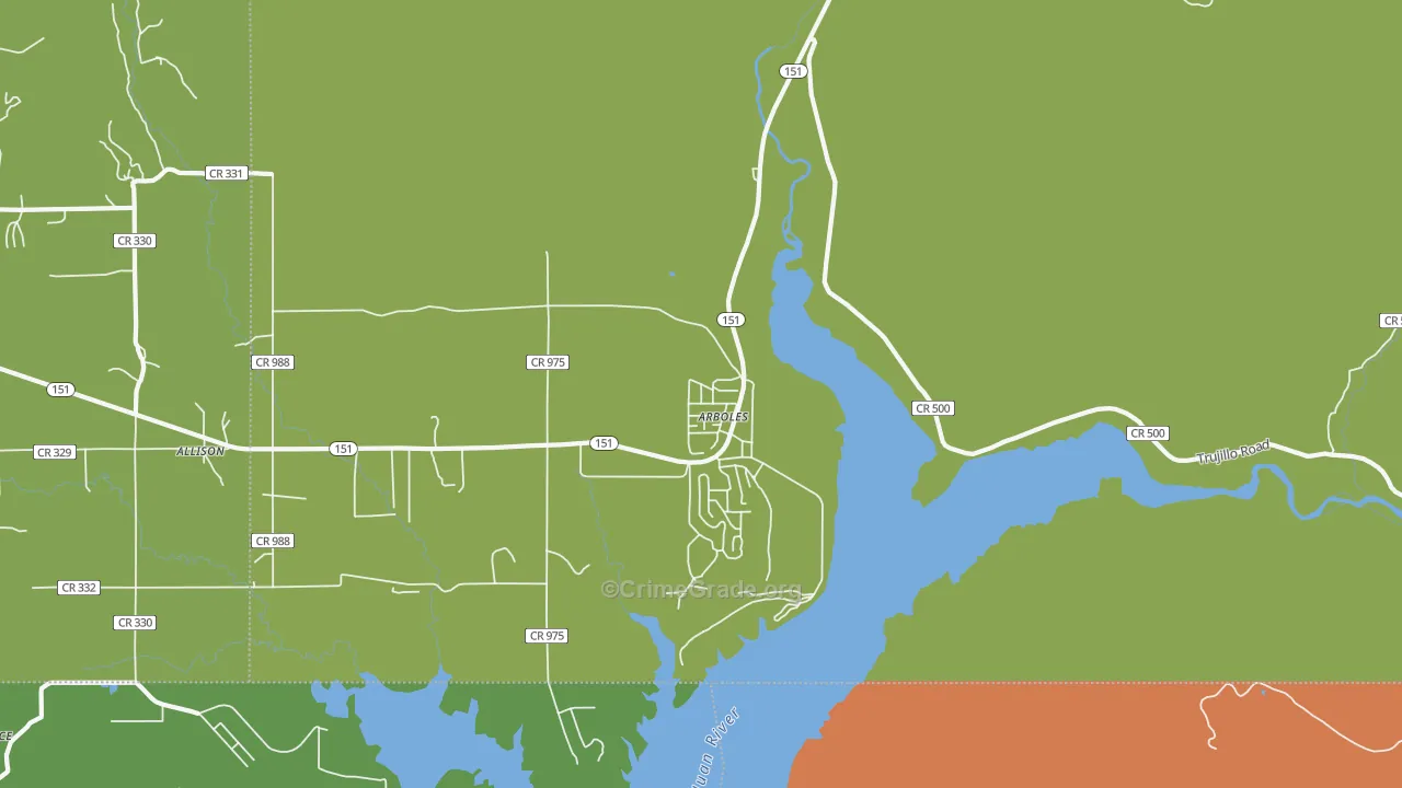 Arboles, CO Map of Drug-Related Crime Rates