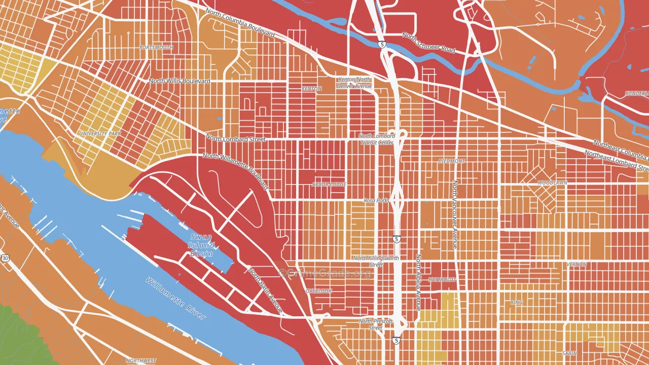Arbor Lodge, Portland, OR Map of Drug-Related Crime Rates