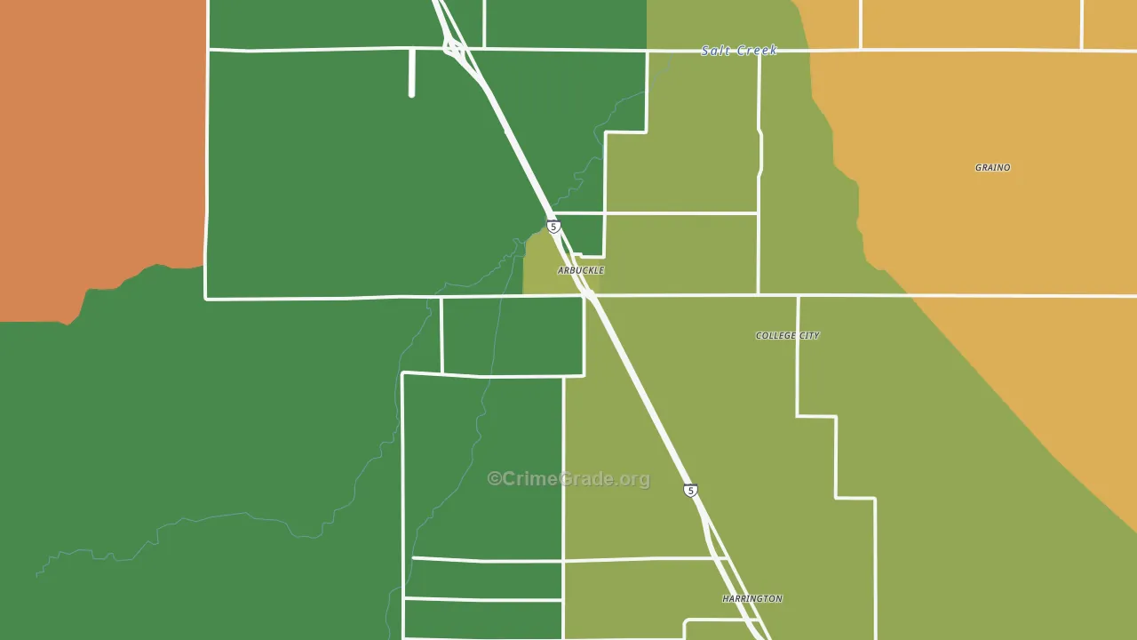 Arbuckle, CA Map of Drug-Related Crime Rates