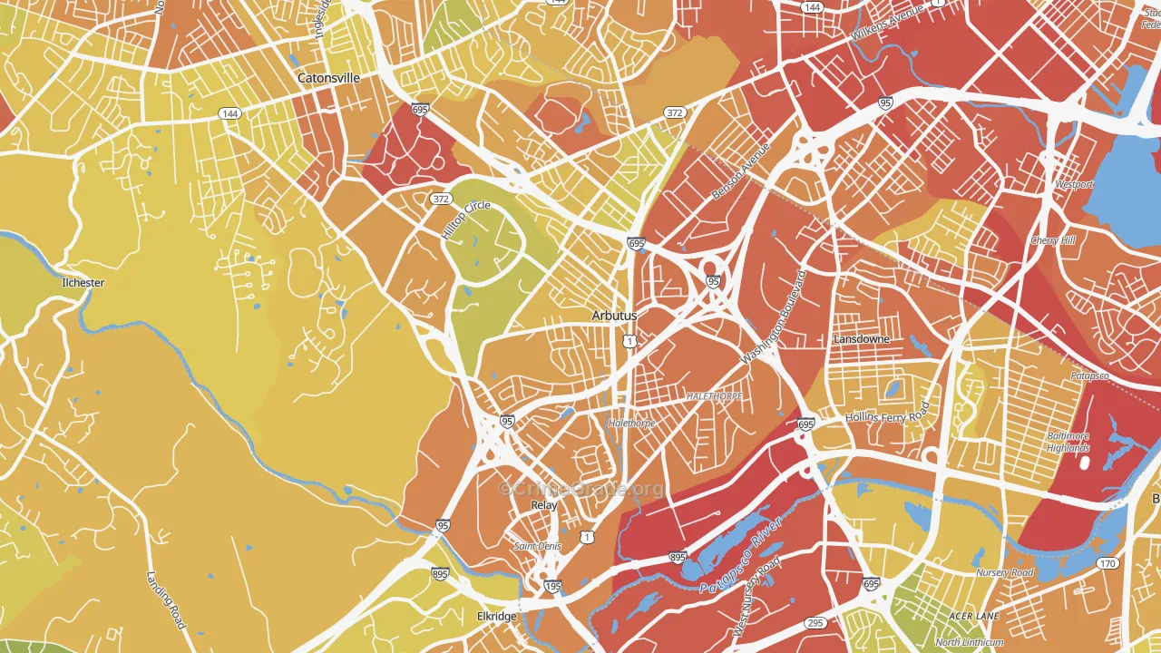 Arbutus, MD Map of Drug-Related Crime Rates