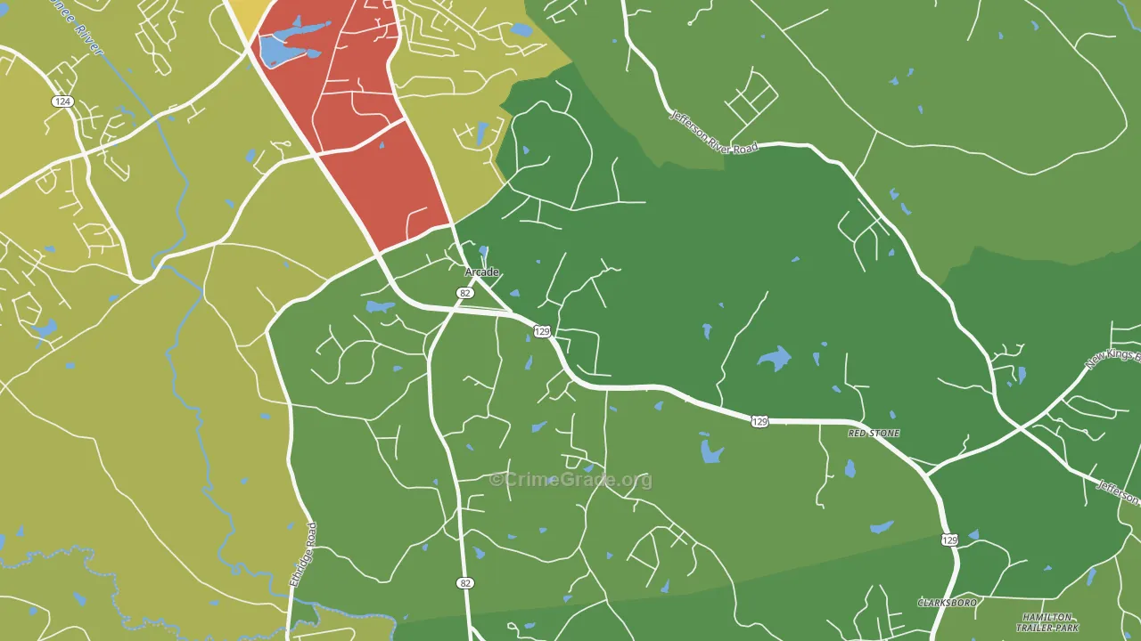 Arcade, GA Map of Drug-Related Crime Rates