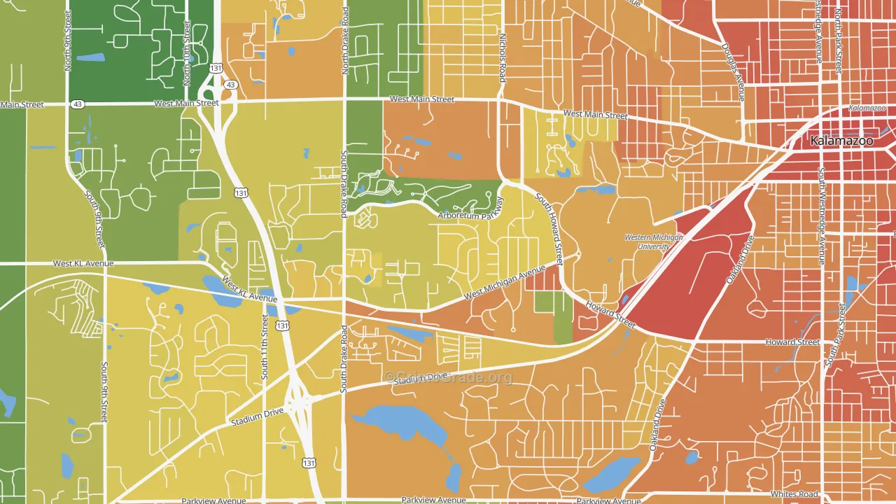 Arcadia, Kalamazoo, MI Map of Drug-Related Crime Rates