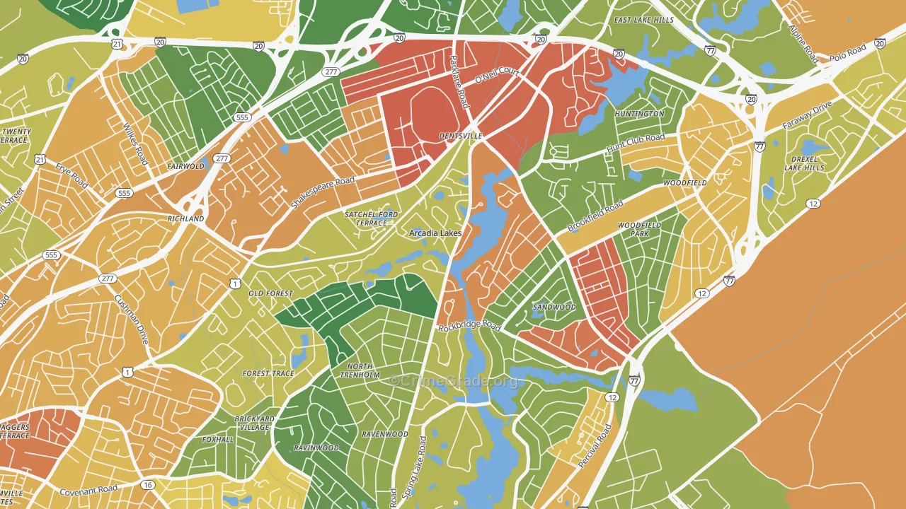 Arcadia Lakes, SC Map of Drug-Related Crime Rates